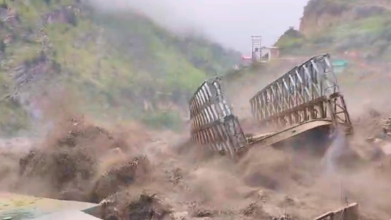 On Camera, Uttarakhand Bridge Swept Away In Seconds Due To Strong Currents