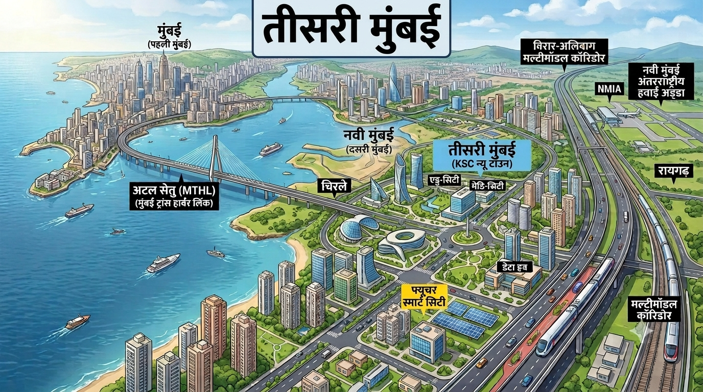 तीसरी मुंबई: रायगड, पनवेल से पालघर के बीच बसेगा नया शहर, विरार, अलीबाग और नवी मुंबई तक हाईस्पीड कनेक्टिविटी