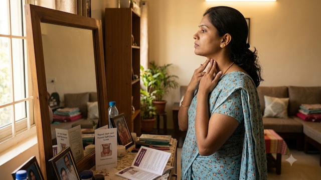 At-home thyroid check can be used to identify visible abnormalities
