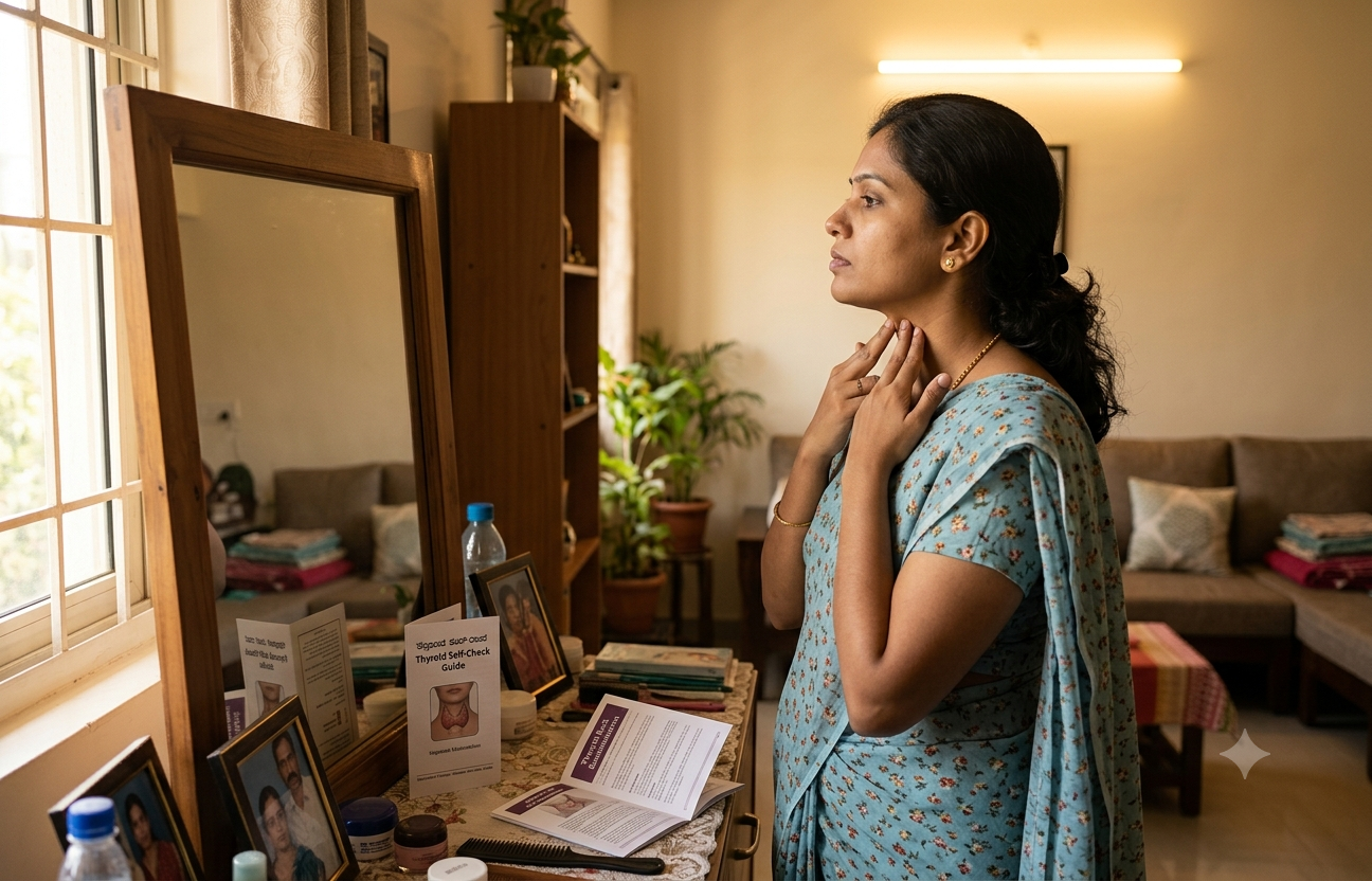 At-home thyroid check can be used to identify visible abnormalities