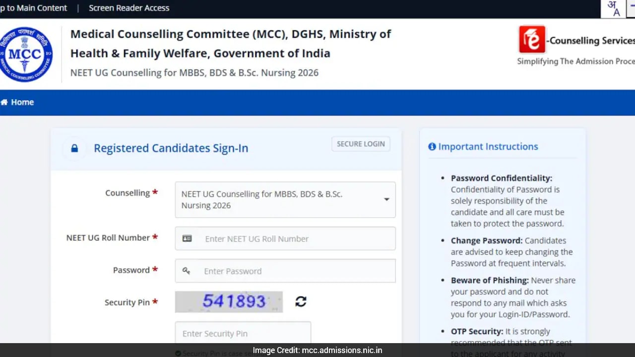 MCC NEET UG Counselling 2026 Round 1 Registration Starts; Check Fees, New Rules Here