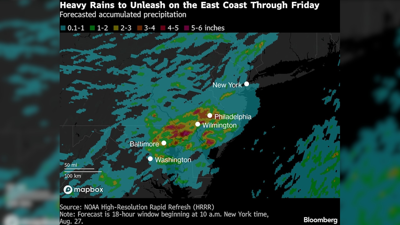 Heavy Rains to Unleash on the East Coast Through Friday Heavy Rains to Unleash on the East Coast Through Friday