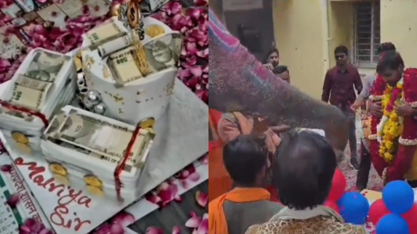 नोटों की गड्डी जैसा काटा केक.
