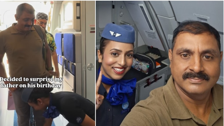 फौजी पिता के IndiGo फ्लाइट में कदम रखते ही एयर होस्टेस बेटी ने छुए पैर, बर्थडे पर दिया खास सरप्राइज