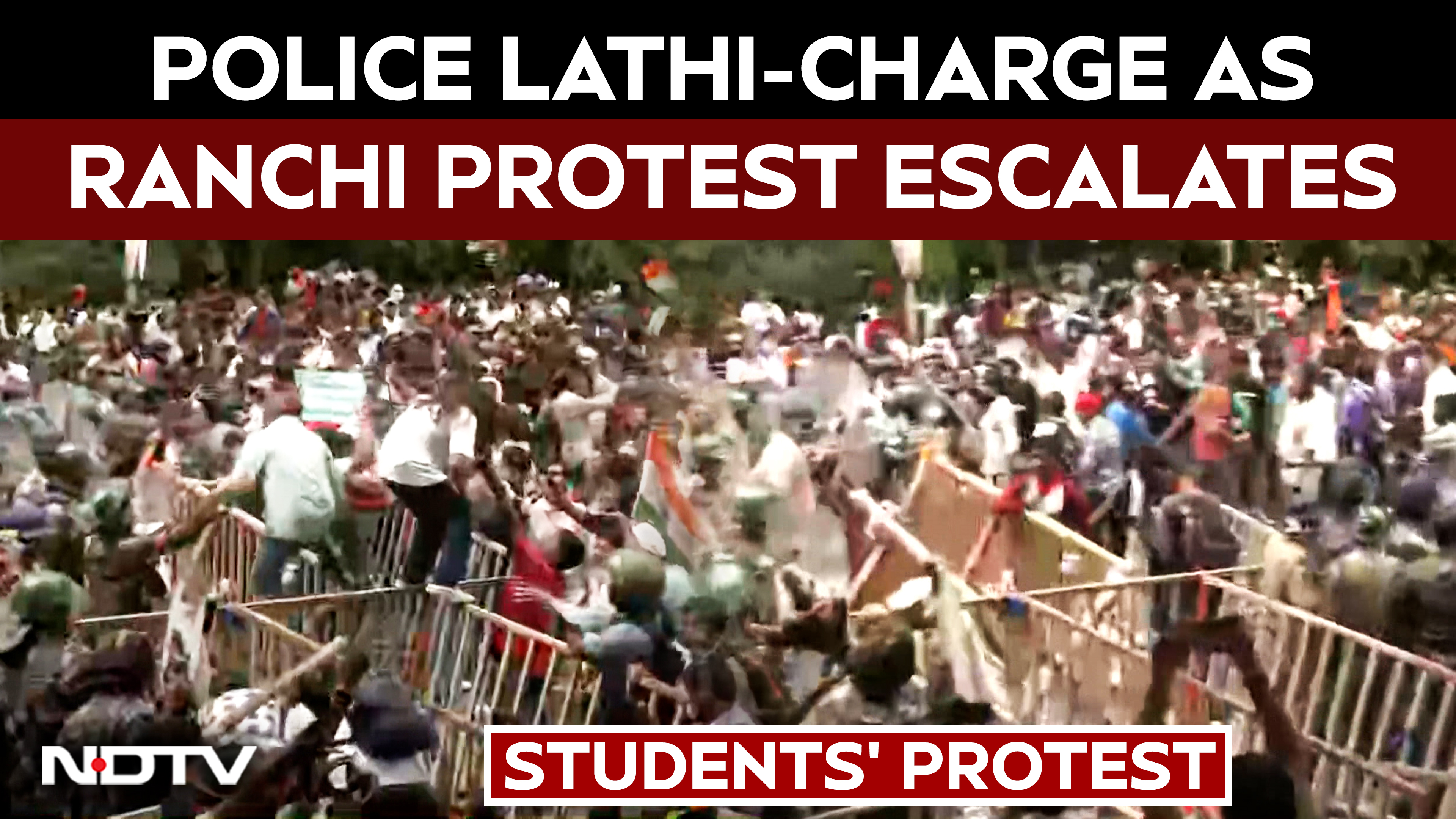 Cops Lathi-Charge, Spray Water Cannons On Jharkhand Student Protesters