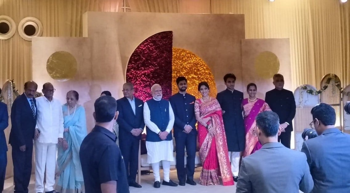 PM Modi meets the newlyweds PM Modi meets the newlyweds