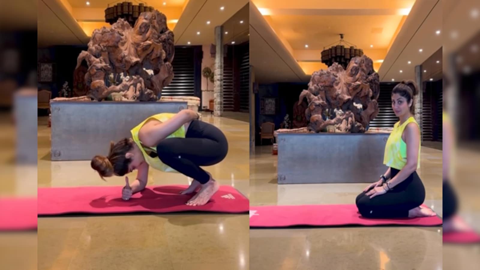 Shilpa Shetty Demonstrates Challenging Yoga Pose to Enhance Flexibility and Strength