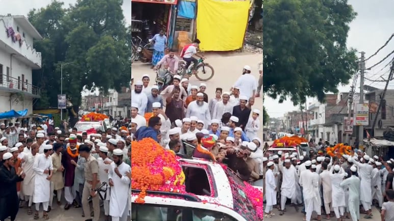 बृजभूषण शरण सिंह के स्वागत को उमड़ी मदरसे के छात्रों की भीड़, 'शेर आया' के लगाए नारे