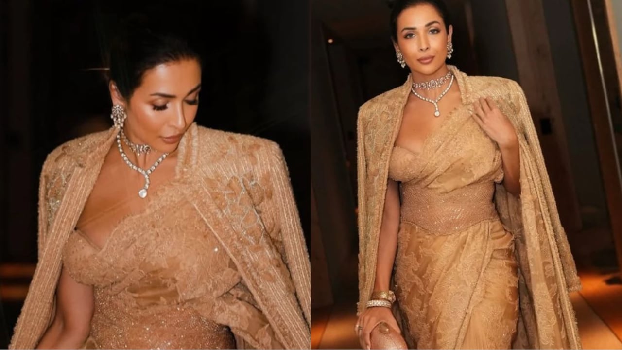 Malaika Arora Pairs A Saree With A Jacket And Nails Power Dressing