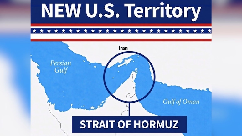Trump Posts AI Photo Of Hormuz As "New US Territory", Says All Mines Removed