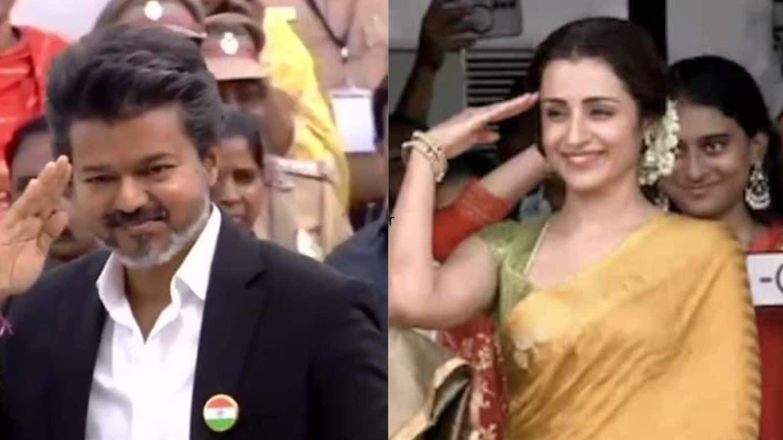Trisha attends Independence Day event in Chennai, seated with Tamil Nadu CM Vijay’s parents