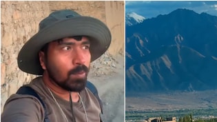 लेह पैलेस जाते समय पहाड़ पर दिखी 'हनुमानजी की गदा'! शहर से पहाड़ों में शिफ्ट हुए कपल ने बनाया वीडियो