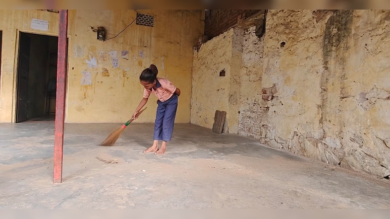 Classes In Cowshed, Little Girl Sweeping: Other Side Of Schooling In Rajasthan