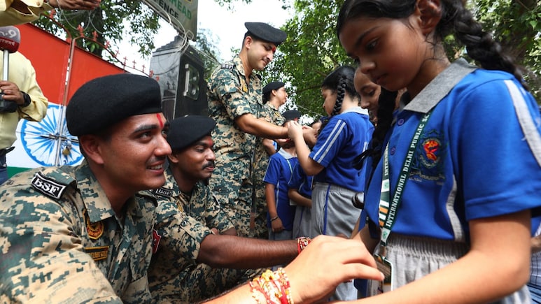 "Feel Safe Because Of Them": Jammu Girls Tie Rakhis To Paramilitary Jawans