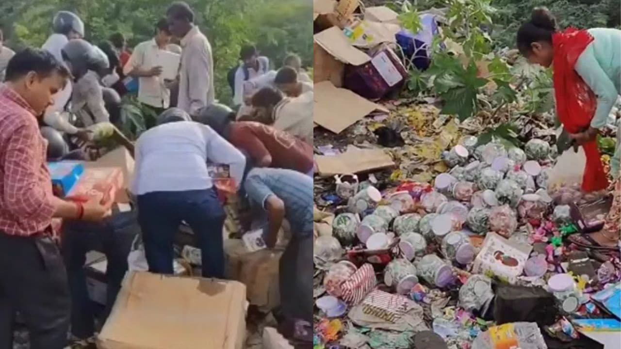 कानपुर में हाईवे किनारे मिलीं एक्सपायर्ड चॉकलेट-टॉफियां, लूटने की मची होड़, Video Viral