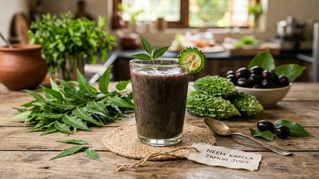 Neem karela jamun juice can effectively lower blood glucose levels in 7 days