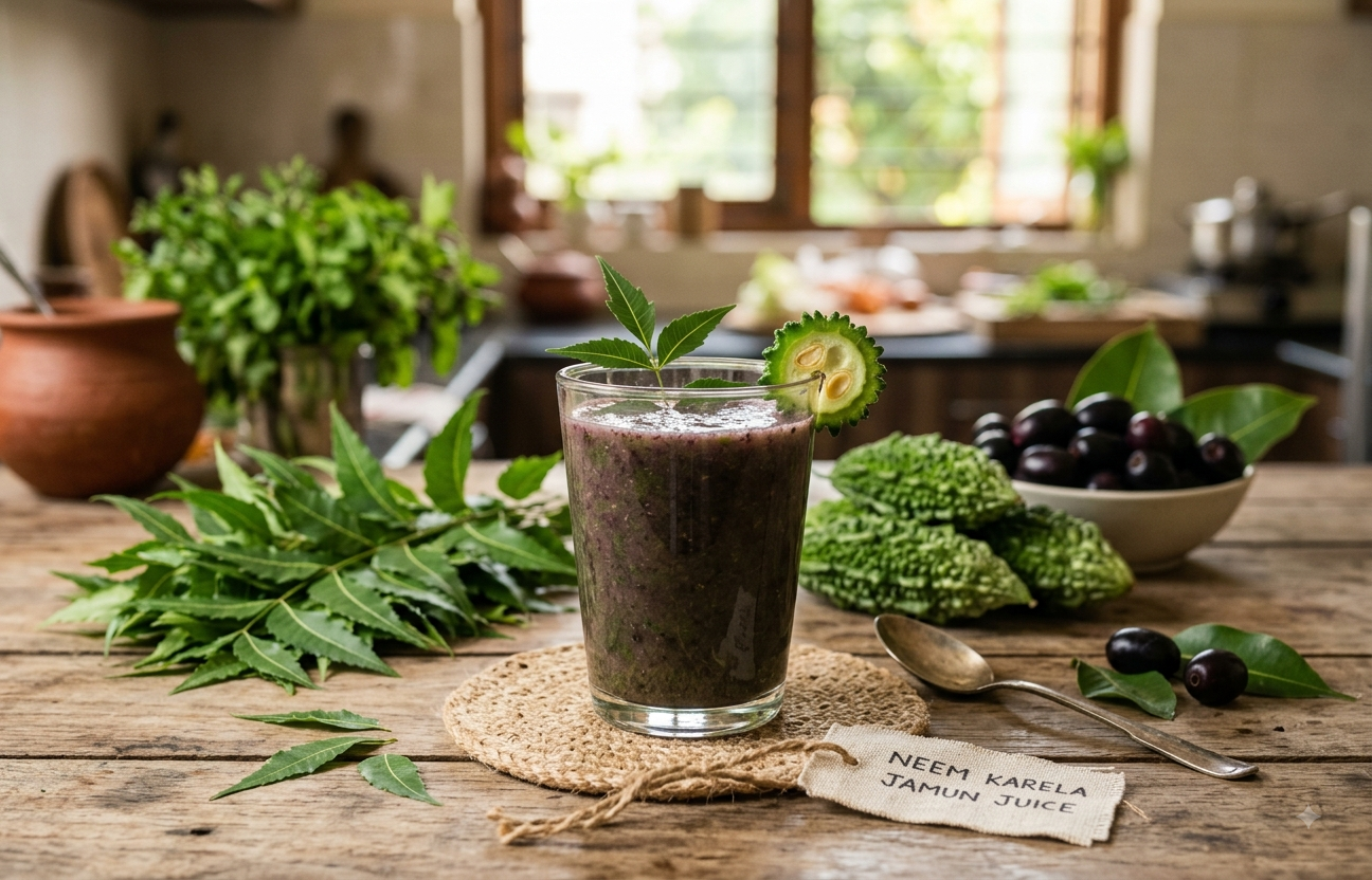 Neem karela jamun juice can effectively lower blood glucose levels in 7 days