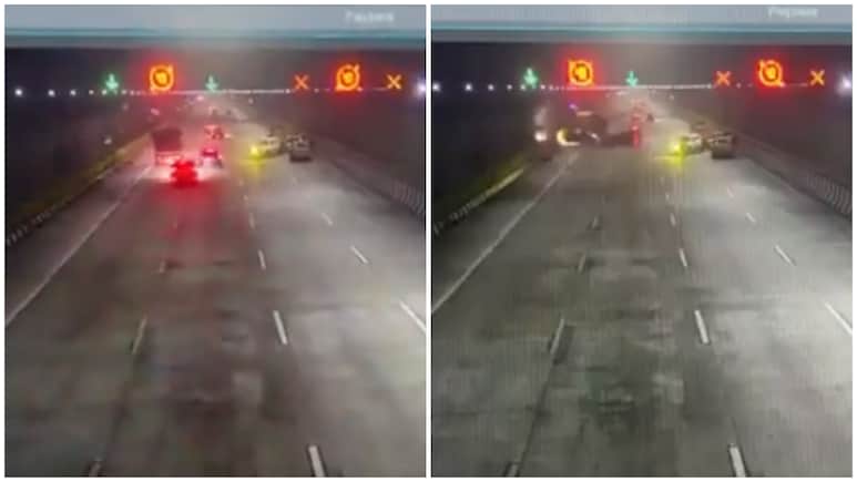 Mumbai-Pune Expressway Missing Link Tunnel Accident Caught On Camera As Fortuner Crashes Into Tempo