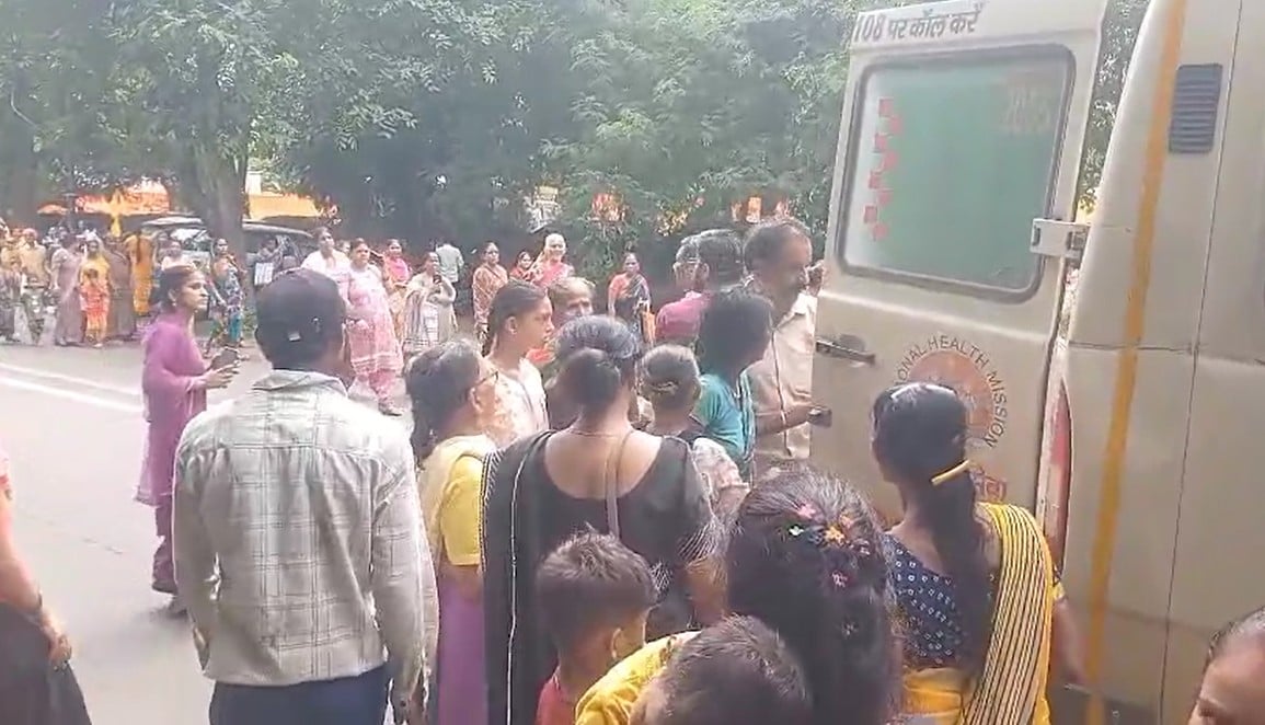 Ambulances arrive at the scene as scores of women faint and are injured at a Rakhi event in Bareilly 