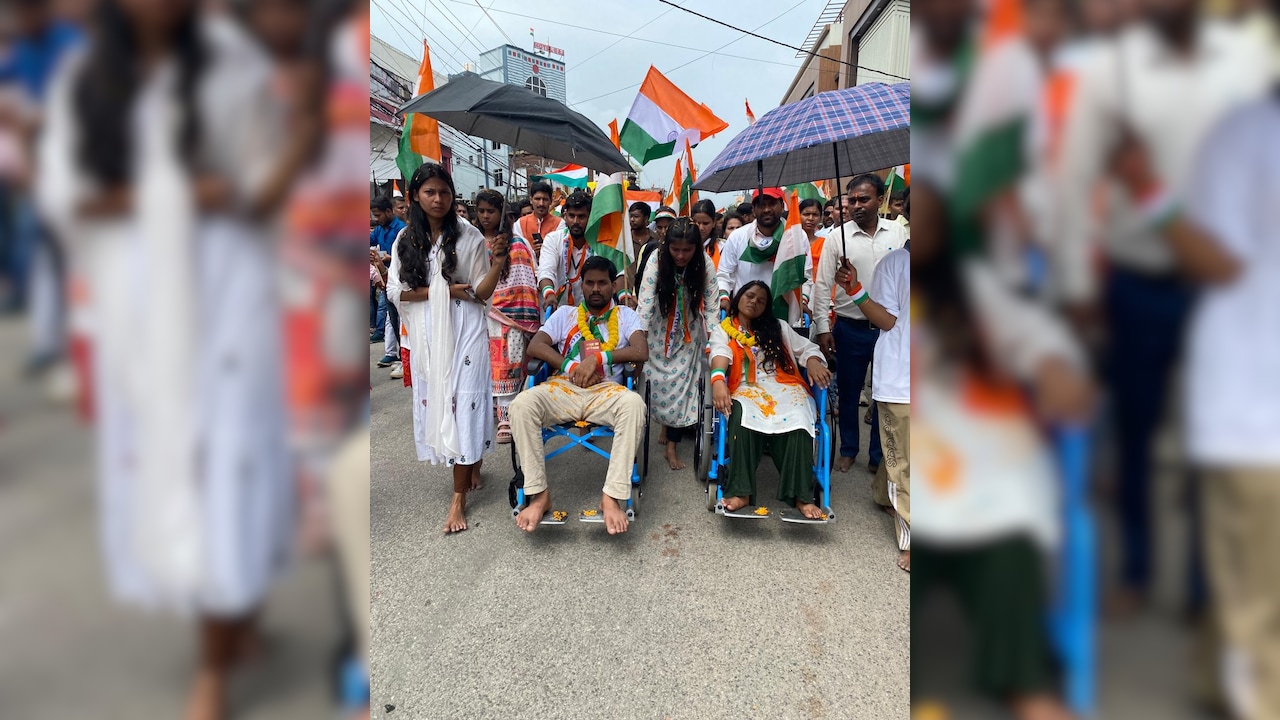 Jharkhand Protesting students took out a Tiranga Yatra on Saturday