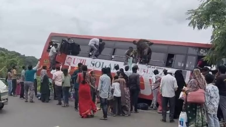 Caught On Camera: Miracle Escape For 49 Passengers As MSRTC Bus Dangles Over 150-Foot Gorge