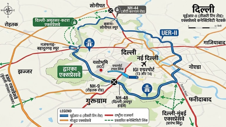बवाना-सोनीपत से नजफगढ़- बहादुरगढ़ तक... दिल्ली रिंग रोड एक्सटेंशन से यूपी, हरियाणा को रफ्तार, दिल्ली-मुंबई एक्सप्रेसवे और KMP एक्सप्रेसवे से लिंक