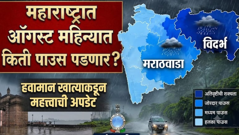 Rain News: ऑगस्ट महिन्यात किती पाऊस पडणार? हवामान विभागाने टेन्शन वाढवलं; काय आहे अंदाज?