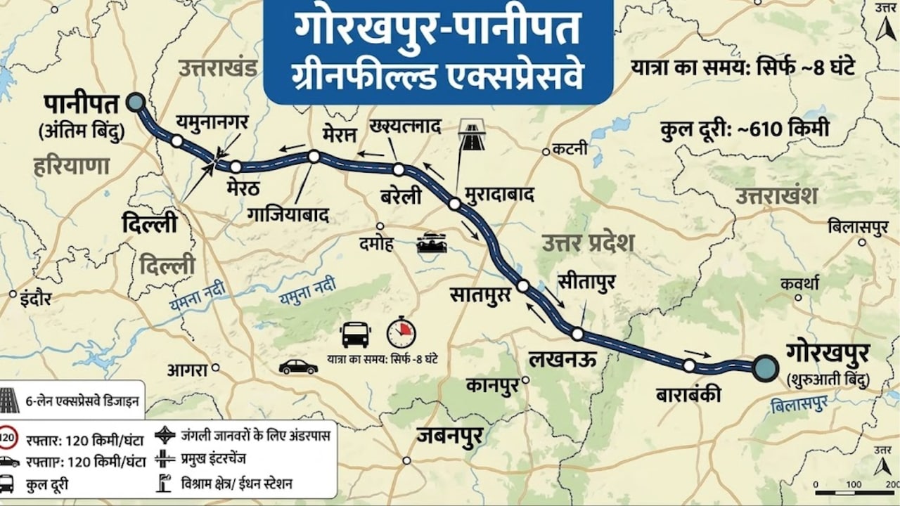 गोरखपुर से दिल्ली-पानीपत 8 घंटे में, पूर्वांचल से वेस्ट यूपी के नए एक्सप्रेसवे के रूट को मंजूरी, मेरठ-शामली, मुजफ्फरनगर तक हाईस्पीड कनेक्टिविटी