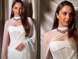 Kiara Advani Stuns In Manish Malhotra's White Chiffon Saree Paired With 78-Carat Ruby Necklace