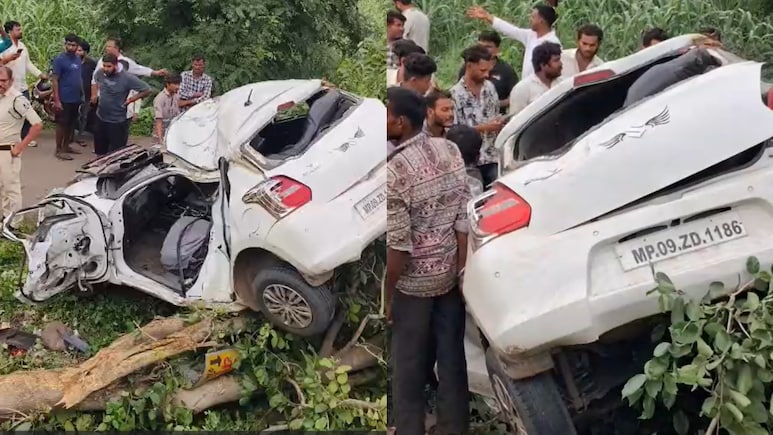 धार में रॉन्ग साइड से आ रही बस को बचाने में 25 फीट गहरे गड्ढे में गिरी कार, 1 की मौत; 2 गंभीर