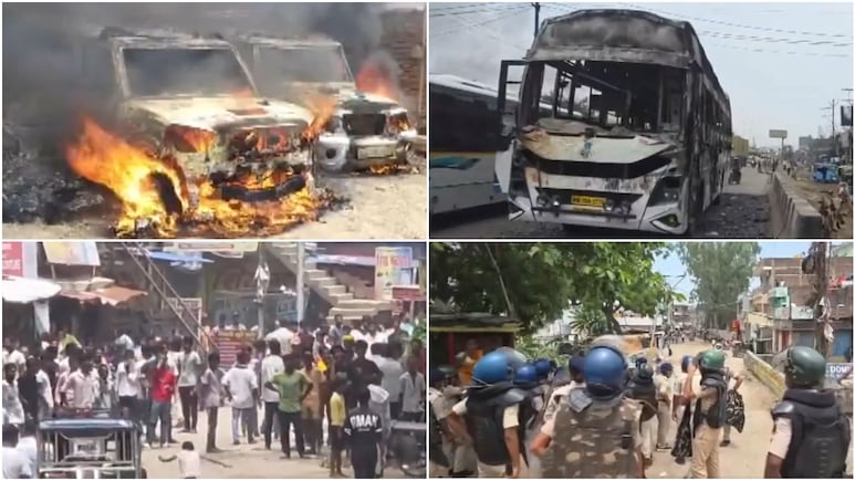 पटना में सड़क हादसे के बाद फैली हिंसा, बेकाबू भीड़ ने पुलिस की 3 गाड़ियों में लगाई आग