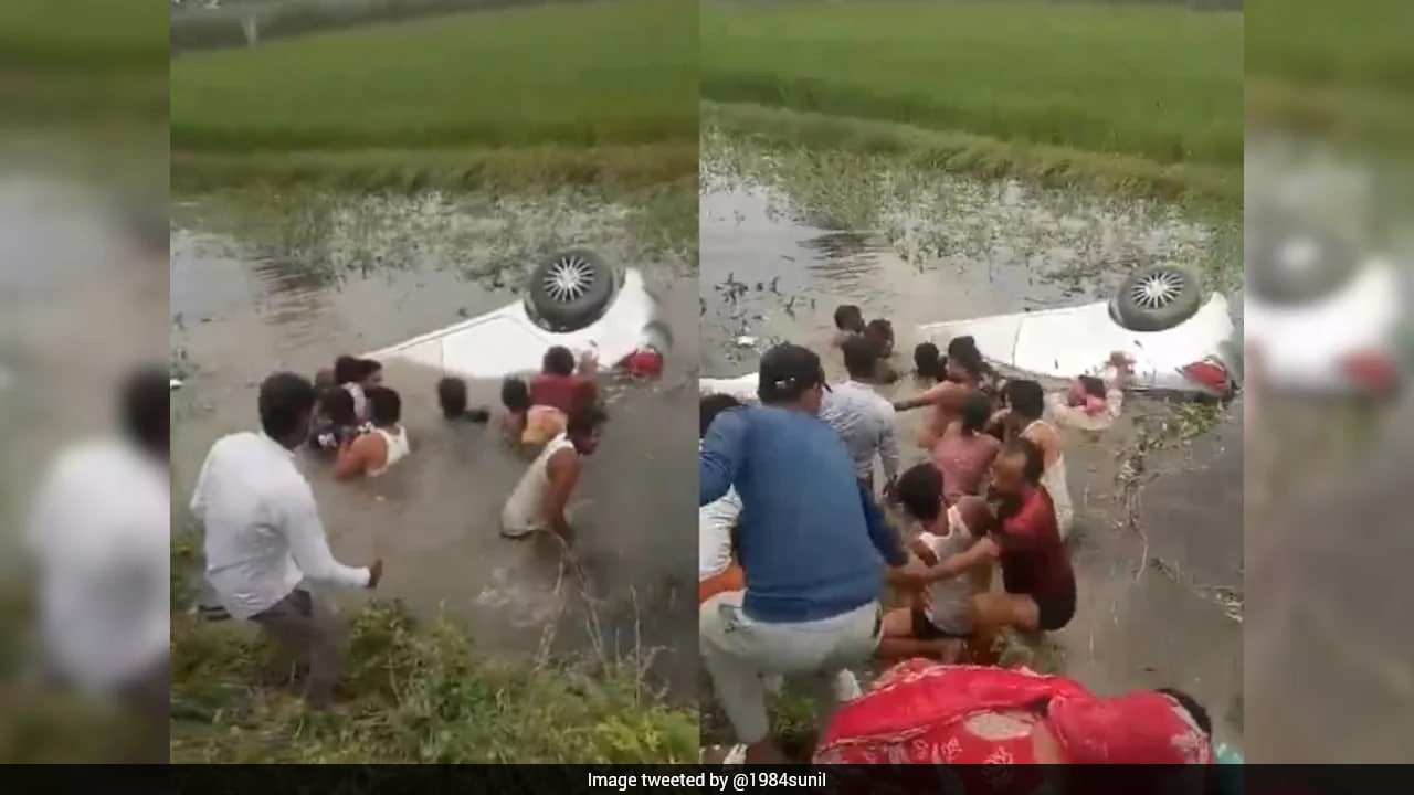 Video: 5 Friends In Uttar Pradesh Jump Into Ditch To Rescue People Trapped In Sinking Car