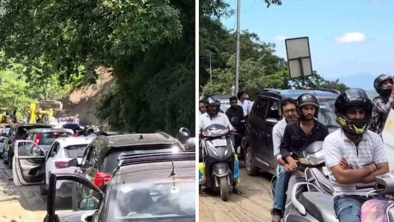 Mussoorie Highway Sees 10-km Jam After Landslide, Tourists Stuck For Hours