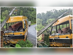 Lucky Escape For 15 Bengaluru School Children As Bus Crashes Into Electric Pole