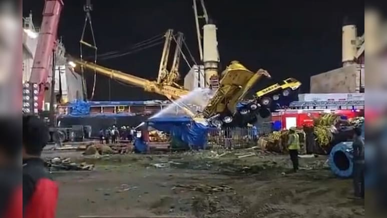 Mumbai Port Mishap: Crane Catches Fire, Overturns During Cargo Unloading, Two Injured