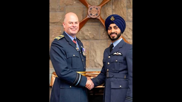 Flight Lt. Arshdeep Singh Dang was born in India but he moved to London with his family when he was kid. Credits: @sikhmilitaryfdn/X.com Flight Lt. Arshdeep Singh Dang was born in India but he moved to London with his family when he was kid. Credits: @sikhmilitaryfdn/X.com