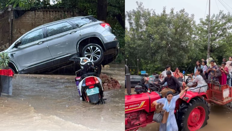 Tractors To Rescue As Gurgaon Rains Drown Honda City, Toyota Fortuner Alike: Video