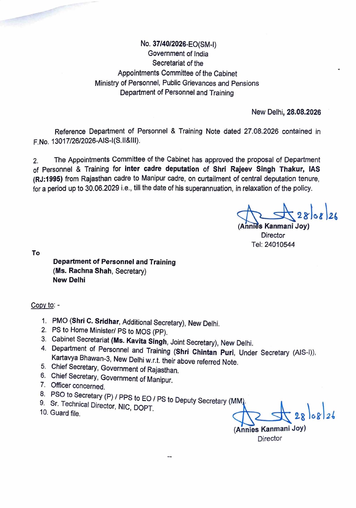 Rajeev Singh Thakur Likely to Be Manipur Next Chief Secretary Rajeev Singh Thakur Likely to Be Manipur Next Chief Secretary