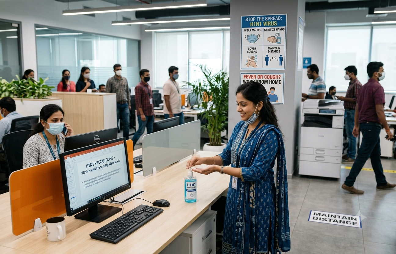 Respiratory illnesses such as H1N1 can spread in corporate offices