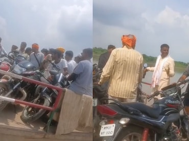 जान जोखिम में डालकर चंबल पार कर रहे लोग, ओवरलोड नाव में बाइकें और यात्री देख उठे सवाल