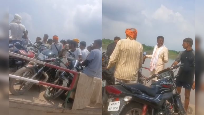 जान जोखिम में डालकर चंबल पार कर रहे लोग, ओवरलोड नाव में बाइकें और यात्री देख उठे सवाल