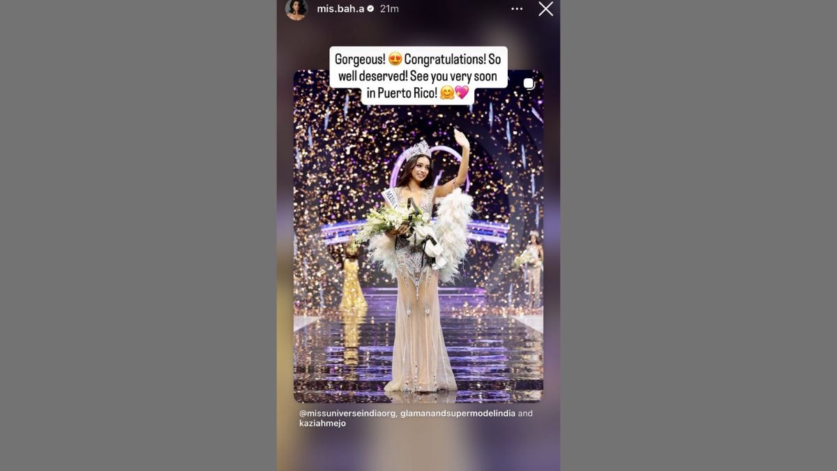 Calling Kaziah Liz Mejo "gorgeous", Misbah Arshad congratulated her for winning Miss Universe India 2026 title. Photo: Misbah Arshad/ Instagram Calling Kaziah Liz Mejo "gorgeous", Misbah Arshad congratulated her for winning Miss Universe India 2026 title. Photo: Misbah Arshad/ Instagram