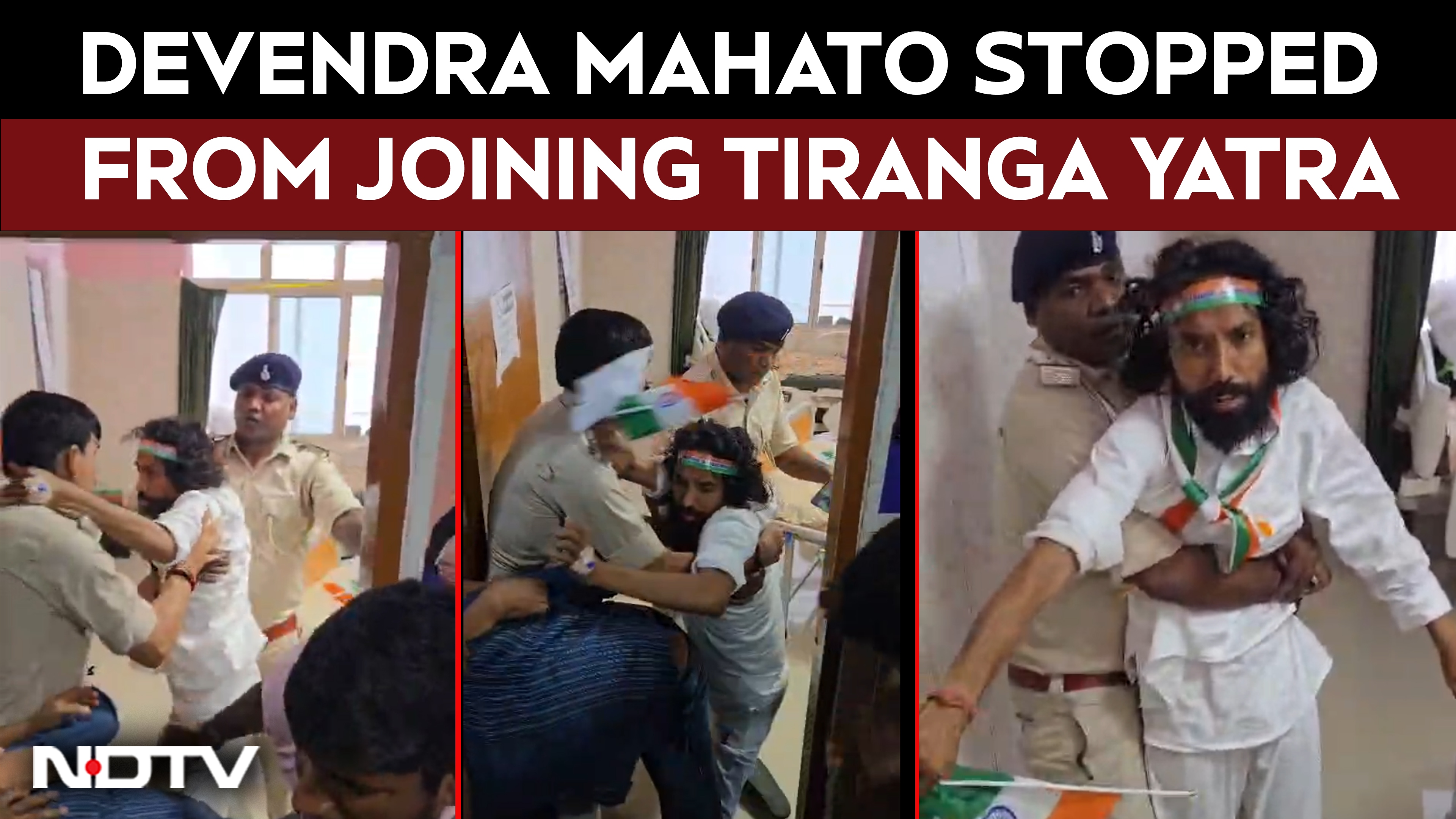 Video Shows Jharkhand Student Leader Devendra Mahto Being Restrained Ahead Of Tiranga Yatra