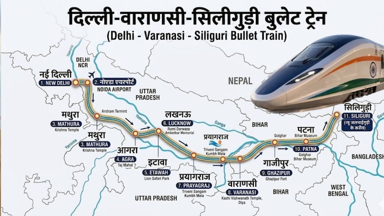 दिल्ली-वाराणसी बुलेट ट्रेन: यूपी के 11 बड़े शहरों को मिलेगी हाईस्पीड कनेक्टिविटी, जानें नोएडा, लखनऊ-अयोध्या समेत पूरा रूट, नमो भारत जैसा नेटवर्क