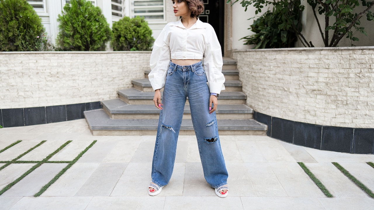 Extremely oversized jeans can also create an unflattering gap in the back Extremely oversized jeans can also create an unflattering gap in the back