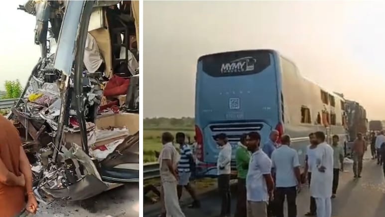 राजस्थान के दौसा में बड़ा हादसा, दिल्ली-मुंबई एक्सप्रेसवे पर ट्रक में घुसी स्लीपर बस; 1 की मौत कई घायल
