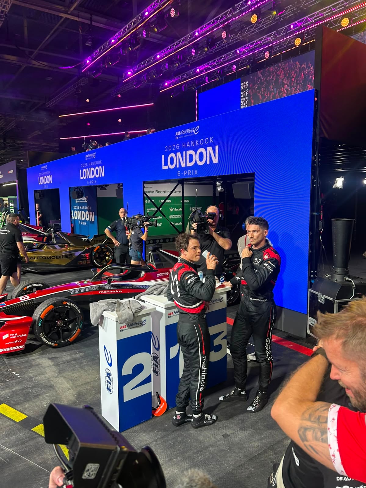Nyck de Vries and Edoardo Mortara finished second and third respectively in the season-ending London E-Prix. Nyck de Vries and Edoardo Mortara finished second and third respectively in the season-ending London E-Prix.