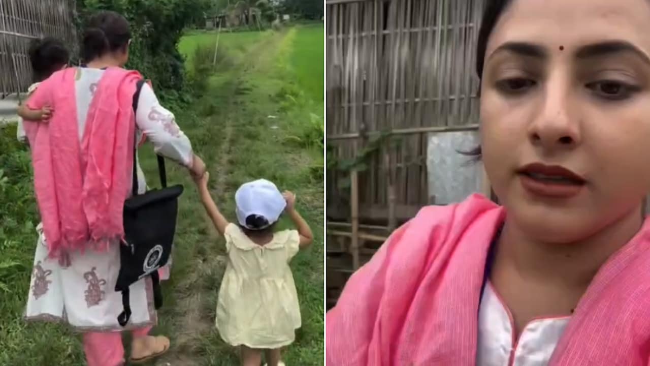 Viral Video Shows Assam Teacher On Census Duty With 2 Children By Her Side