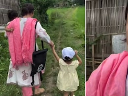 Viral Video Shows Assam Teacher On Census Duty With 2 Daughters By Her Side