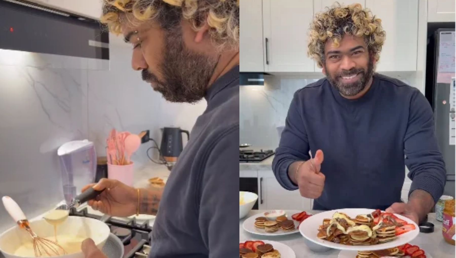 Lasith Malinga Whips Up A Mini Pancake Breakfast For Family